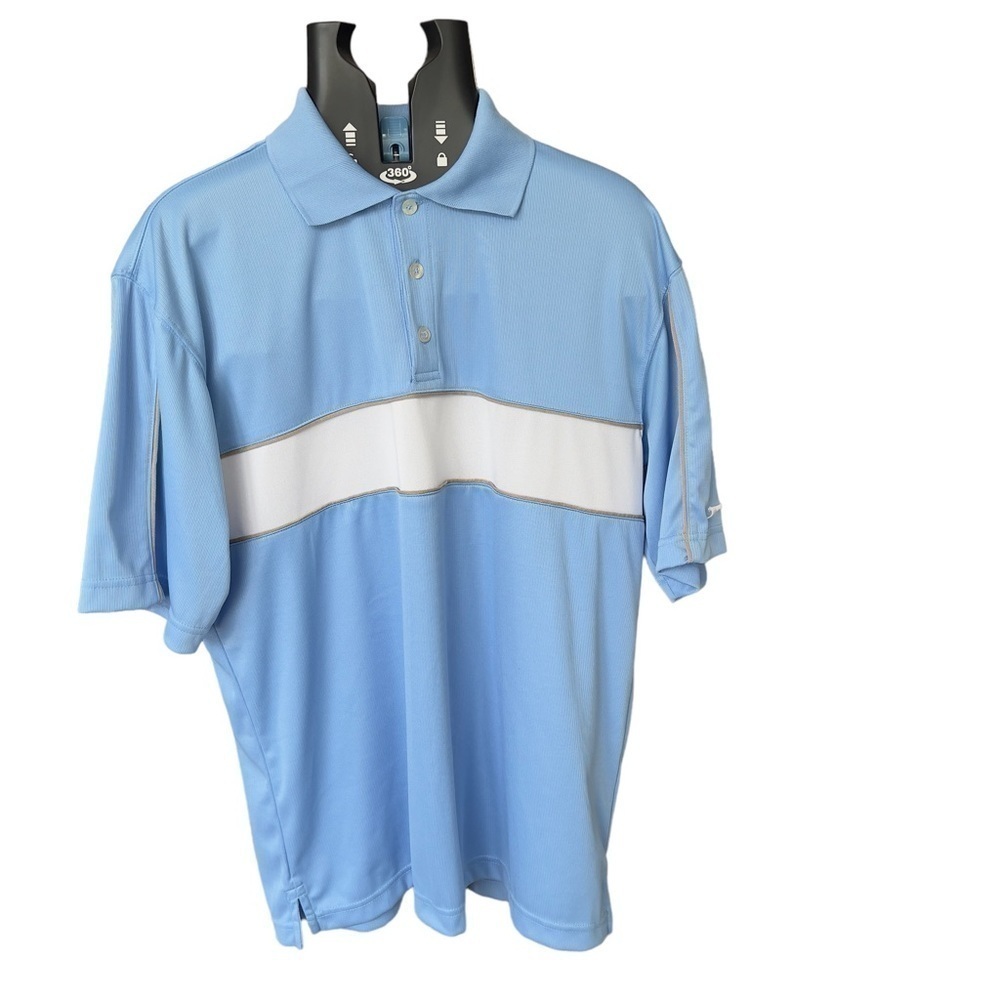 Slazenger Men’s Short Sleeve Performance Breathable Golf Polo Shirt Blue White M